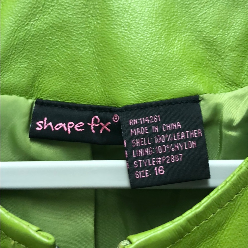 Shape FX green leather jacket, size 16 - Picture 4 of 7